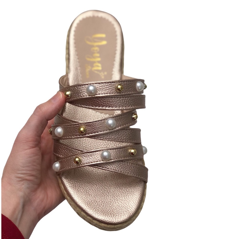 Bronze/copper Slide Stud Espadrille Sandals Size 6